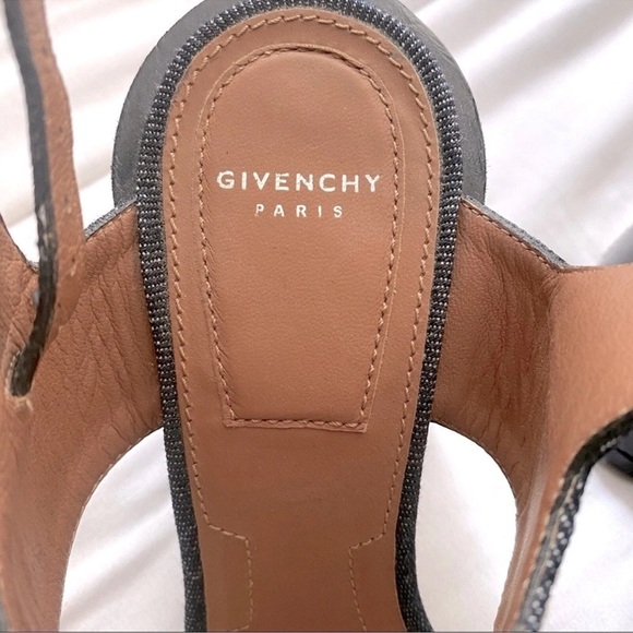 GIVENCHY Star Block Chunky Heel Ankle Strap Sandals RARE Denim Blue White Sz. 6 - Picture 6 of 13